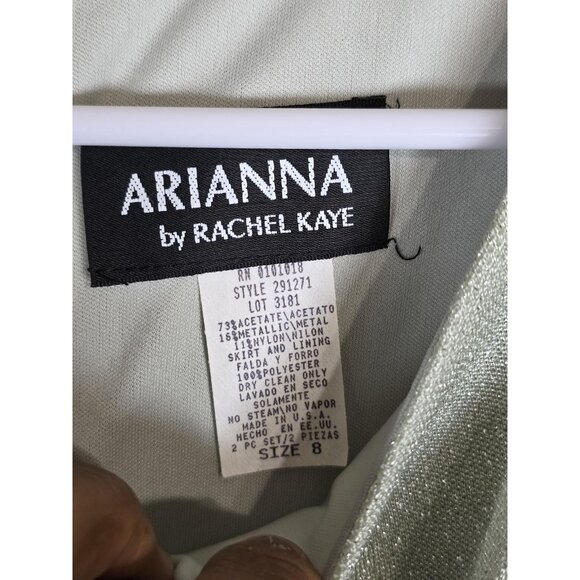 Arianna Rachel Kaye Dress Womens 8 2 Piece Set Maxi Floral Embroidered Made USA - Picture 4 of 9